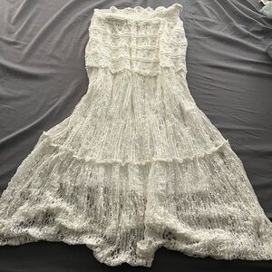 White Lace Strapless Maxi Dress/Skirt